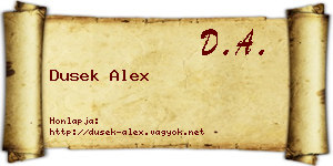 Dusek Alex névjegykártya
